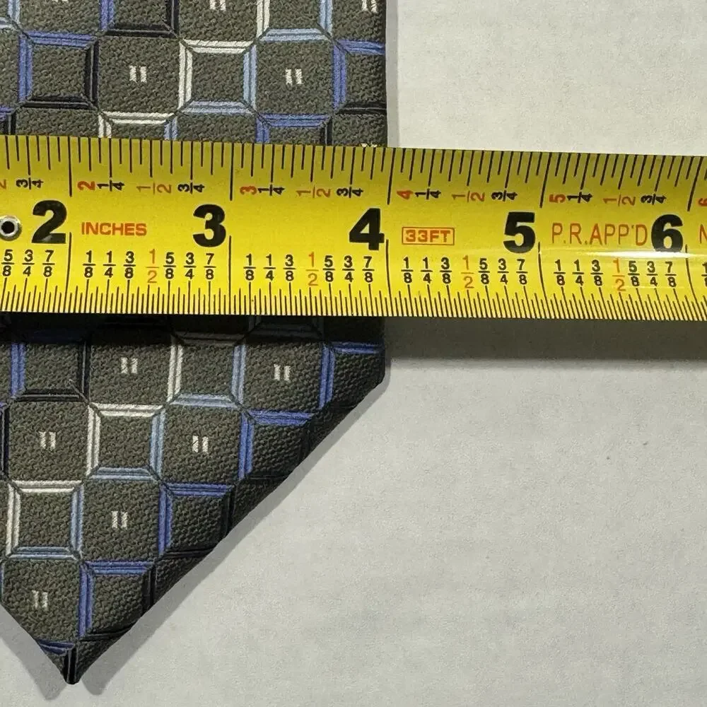 NWT Roberto Villini Men's Necktie Silk Geometric Squares 4